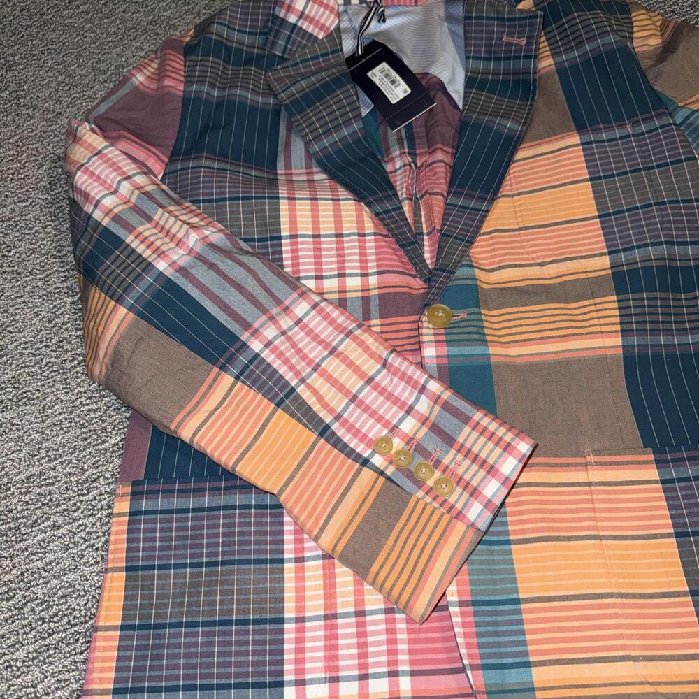 Vineyard Vines Multicolor Plaid Blazer Jacket boys Madras Blazer size 18 - Picture 5 of 9